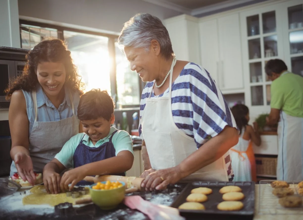 Illustrative lifestyle photograph of a family spending time together